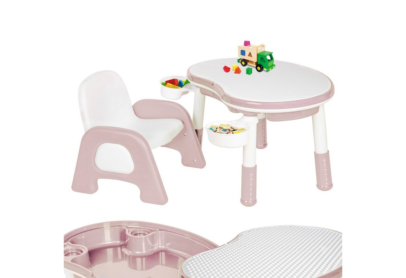 ONVAYA Kindersitzgruppe Kindertisch mit Stuhl, Spieltisch mit Stauraum, Höhenverstellbar von ONVAYA