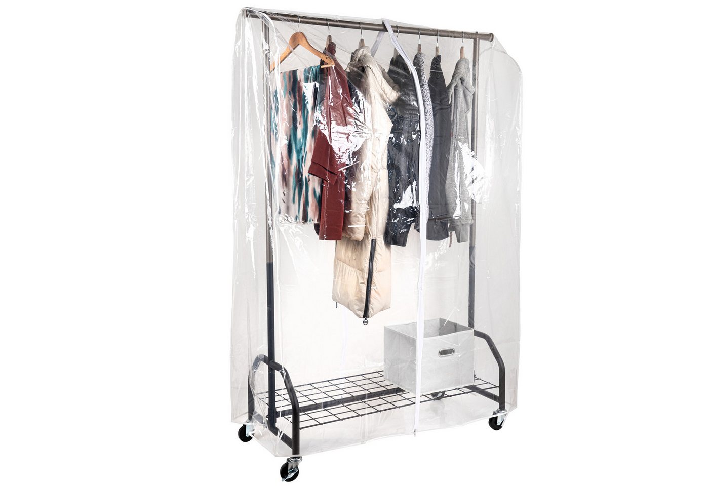 ONVAYA Kleiderständer mit Abdeckung, Traglast 100kg, Rollen und Ablage Bronze von ONVAYA