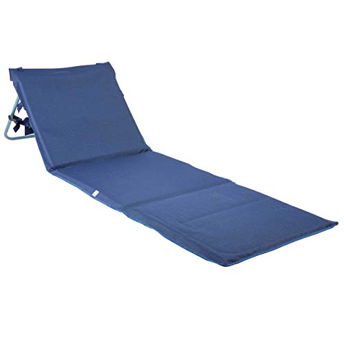 ONVAYA Premium Strandmatte 2cm gepolstert mit Rückenlehne | Strandliege faltbar | Strandmatratze dunkelblau | Sonnenmatte mit Tragegurt | 161 x 55 x 45 cm (1 Stück) von ONVAYA