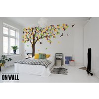 Große Herbst Baum Aufkleber, Kinderzimmer Vinyl Wand-Wand-Aufkleber, Wand Aufkleber Vogel K024 von ONWALLstudio