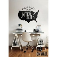 Große Usa Map Wand Aufkleber-' Gut in Der U S A' Aufkleber - Vinyl Wandbild -M003 von ONWALLstudio