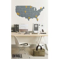 Push Pin Aufkleber - Großer Usa Vinyl Aufkleber Büro Wand Kunst M002 von ONWALLstudio
