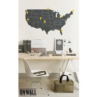 Push Pin Decal - Große Usa Vinyl Aufkleber Büro Wandkunst M001 von ONWALLstudio