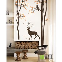 Tree Wall Decal - Hirsch Und Baum Wand Aufkleber Natur Wandbild Mm022 von ONWALLstudio