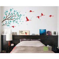 Tree Wall Decal - Set Mit Kran Aufkleber Beruhigende Wandbild Mm030 von ONWALLstudio