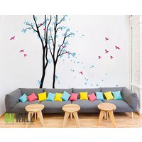 Tree Wall Decal - Vinyl Wand Baum- Und Vogel-Aufkleber Klebstoff Wandbild Mm017 von ONWALLstudio