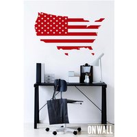 Usa Map Decal - Benutzerdefinierte Rustikale United States Flagge Karte Aufkleber M004 von ONWALLstudio
