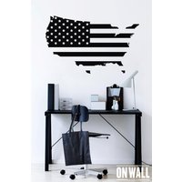 Usa Map Decal - Große Vinyl-Flagge Karte Aufkleber Rustikale Wandkunst M004 von ONWALLstudio