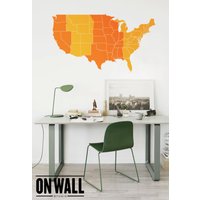 Usa Map Decal - Zeitzonen Bunten Aufkleber Vereinigten Staaten Wandbild M006 von ONWALLstudio