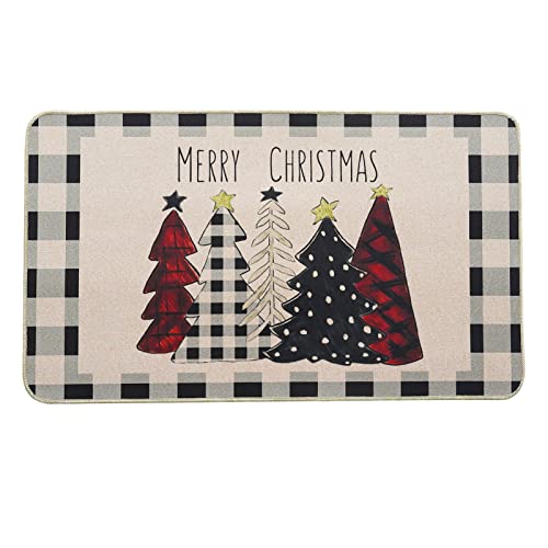 ONWAY Buffalo Plaid Merry Christmas Fußmatte Weihnachtsbäume Fußmatte Saisonale Winter Urlaub Küche Low-Profile Bodenteppich Schalter Matte für Indoor Outdoor 44,5 x 74,5 cm von ONWAY