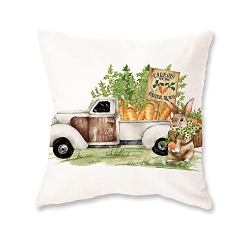 ONWAY Oster-Kissenbezug, 50,8 x 50,8 cm, Motiv: Bauernhaus, Hase, LKW, Karotten, Kaninchen, Dekoration, Frühling, Outdoor, dekorativer Überwurfkissen für Sofa, Couch, Zuhause, Bett von ONWAY