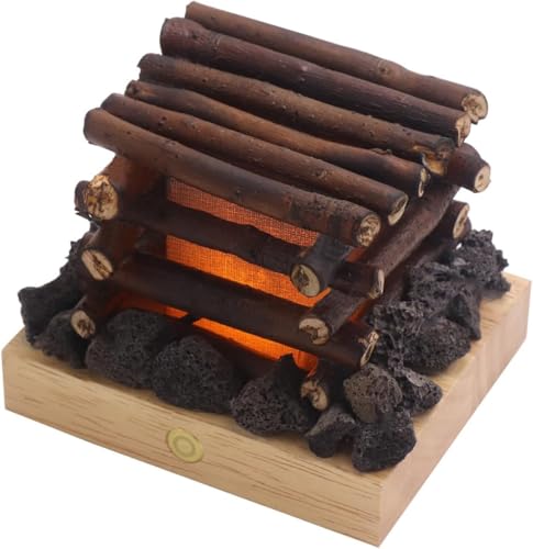 ONXE Fake Fire Light,USB Rechargeable Flameless Flickering with White Noise,3-Mode Touch Adjustment LED Flame Light for Camping Bedroom Table Decoration(Red) von ONXE