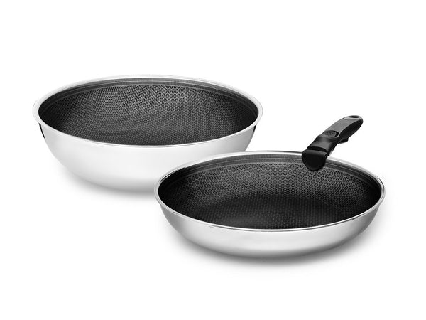 Frying pan with detachable handle 2-pc wok set von ONYX COOKWARE - FRYING PAN SETS