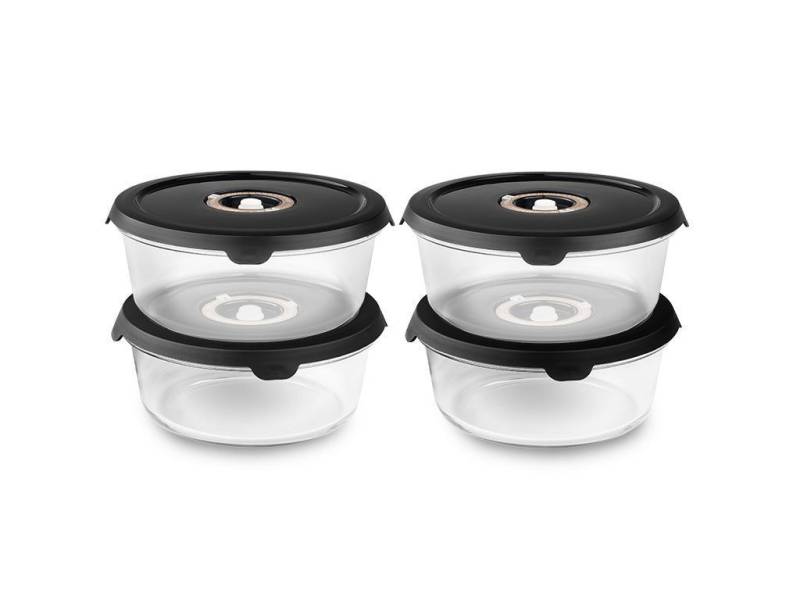 Onyx Cookware Runde Vakuumglasbehälter – 930ml Set - 4 Stück Onyx Cookware Runde Vakuumglasbehälter – 930ml Set - 4 Stück von Onyx Cookware