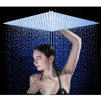 Onyzpily - 40 40cm Luxus led Einbau-Duschkopf Regendusche Deckenbrause Quadrat Überkopfbrause superflach Farbewelchseln Nach Temperatur(Chrom) von ONYZPILY