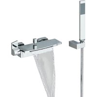 Duscharmatur Badewannenarmatur Chrom Wasserfall Brausebatterie mit Brauseschlauch, Handbrause und Brausehalter, Einhebel Brausemischer Dusche set von ONYZPILY