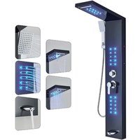Duschpaneel Regendusche Edelstahl led Duschsäule Duscharmatur Duschsystem Kopfbrause Handbrause Armatur Duschset Schwarz von ONYZPILY