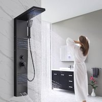 Duschpaneel Schwarz led Edelstahl Duschsäule Duscharmatur Duschsystem Regendusche Kopfbrause Handbrause Armatur Duschset Massagedüsen von ONYZPILY