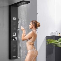 Duschpaneel mit armatur Edelstahl Eckmontage Regendusche DuschsäUle Badewannenarmatur Duschsystem Duschset Keine Batterie Duschamaturenset Schwarz Duschpaneel mit armatur Edelstahl Eckmontage Regendusche DuschsäUle Badewannenarmatur Duschsystem Duschset Keine Batterie Duschamaturenset Schwarz von ONYZPILY