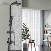 Duschsystem mit Thermostat und Ablage Duschset mit Regendusche mit und Schwarz Duschsäule Duschkopf-Duschpaneel von ONYZPILY