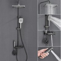 Edelstahl Duschsystem Duschset Duschstange Grau Regenduschset mit 3 Funktionen abs Kopfbrause von ONYZPILY