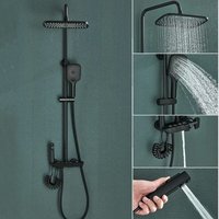 Edelstahl Duschsystem Duschset Duschstange Regenduschset mit 3 Funktionen abs Kopfbrause Schwarz von ONYZPILY