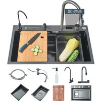 Onyzpily - Kitchen Sink Flying rain Waterfall with Digital Display Single Sink with Pull-Out tap, Filtered Water Faucet and Multiple Accessories Onyzpily - Kitchen Sink Flying rain Waterfall with Digital Display Single Sink with Pull-Out tap, Filtered Water Faucet and Multiple Accessories von ONYZPILY