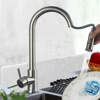 Onyzpily - Wasserhahn Küche Gebürstet Nickel,Hochdruck Küchenarmatur Ausziehbar, Edelstahl Mischbatterie Küche mit Brause 2 Wasserstrahlarten, 360° von ONYZPILY