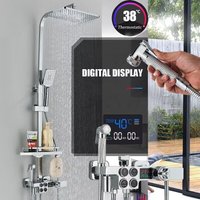 Onyzpily - Regendusche Duschsystem mit Thermostat Duscharmatur Komplettset Chrom Duschset mit Armatur und Ablage Duscharmaturen Handbrause von ONYZPILY