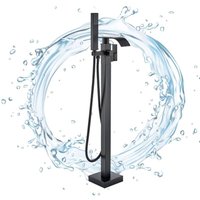 Schwarz Freistehende Badarmaturen Bodenmontage Badarmatur Handbrause Mischbatterie 360° Einfüllstutzen Duscharmatur von ONYZPILY