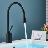 Schwarz Waschtischarmatur Hoch Wasserhahn 360° Drehbar Messing- Mischbatterie Modern Einhebel Badezimmer Waschtisch Armatur für Spüle von ONYZPILY