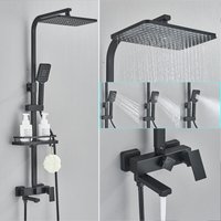 Onyzpily - Schwarzes quadratisches Duschset mit drei Gängen Duschsystem komplett aus Kupfer mit Duschkopf Bidet Badewannenarmatur, höhenverstellbar Onyzpily - Schwarzes quadratisches Duschset mit drei Gängen Duschsystem komplett aus Kupfer mit Duschkopf Bidet Badewannenarmatur, höhenverstellbar von ONYZPILY