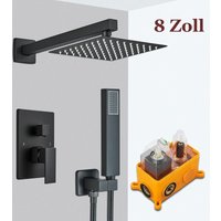 Unterputz Duscharmatur Set Schwarz 8 Zoll Regendusche Duschsystem Duschset Eckig Edelstahl Regenduschkopf und abs Handbrause Hochwertiges 2 von ONYZPILY
