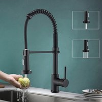 Wasserhahn Küche Schwarz, Hoher Bogen Hochdruck Küchenarmatur mit Herunterziehen Brause Armatur, Mischbatterie Spültischarmatur Küche von ONYZPILY