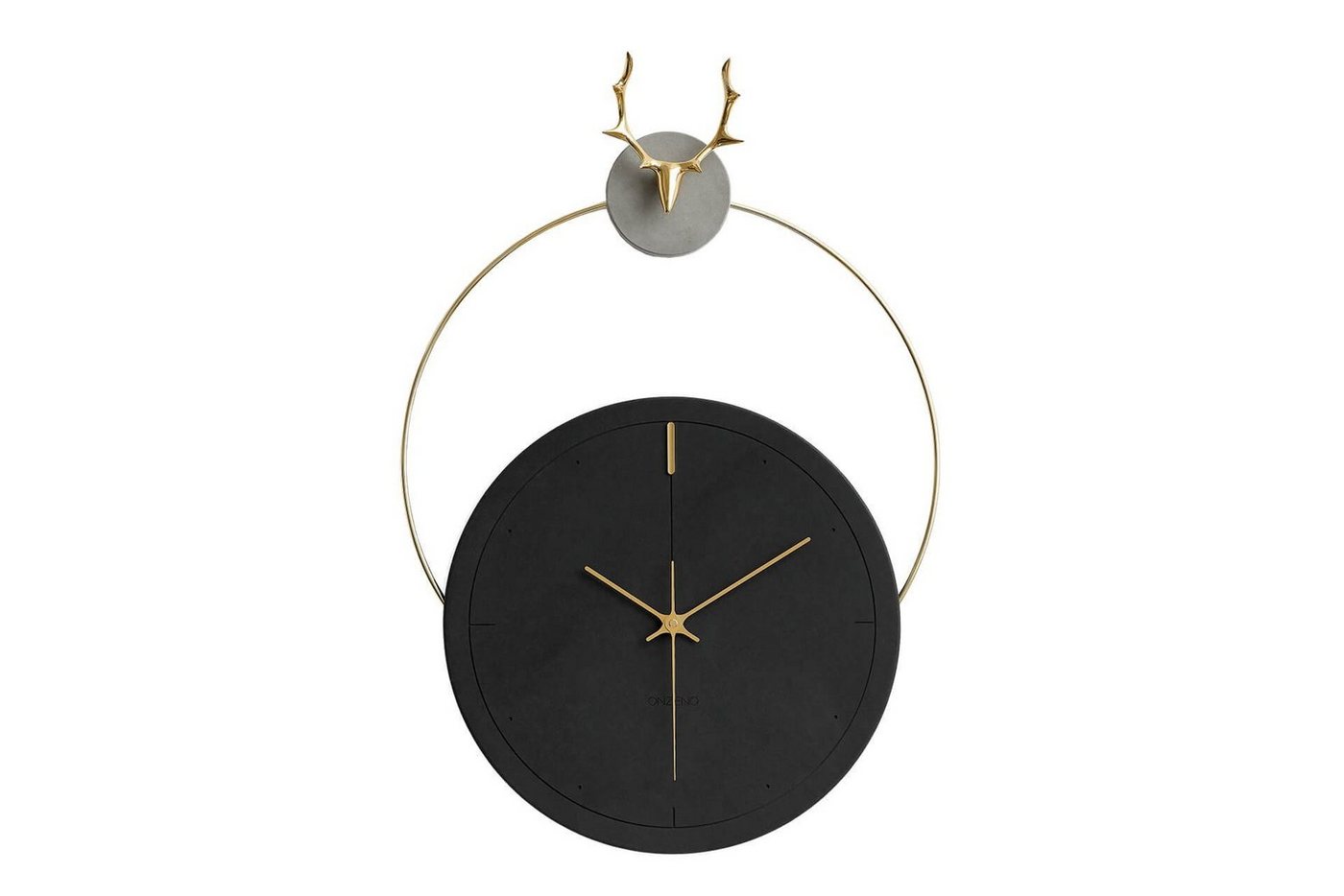 ONZENO Wanduhr THE BLACK ANTLER. 45x65x1.8 cm (handgefertigte Design-Uhr) von ONZENO