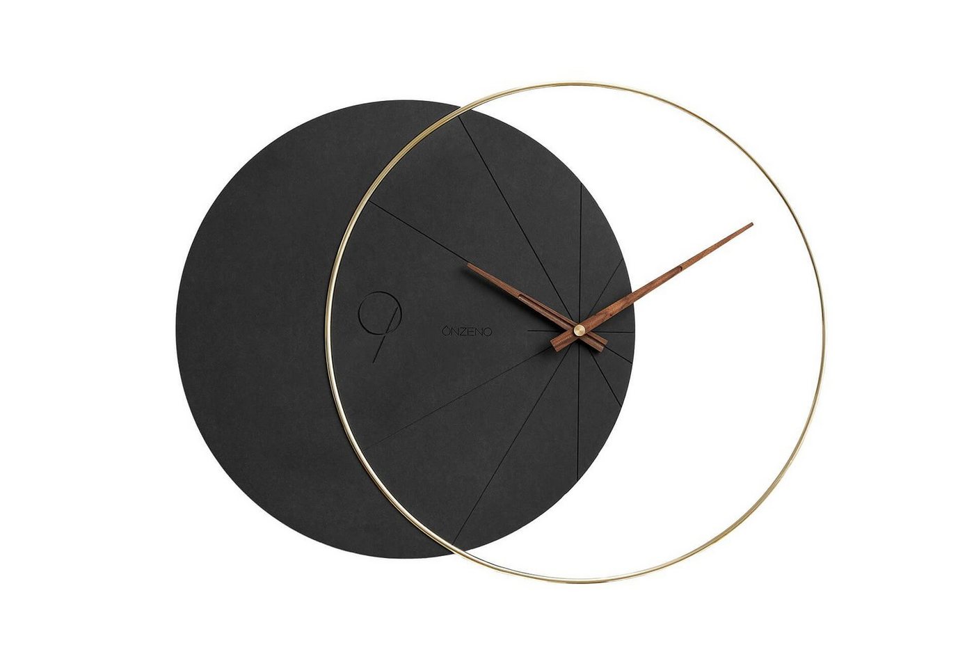ONZENO Wanduhr THE BLACK MOON. 58x40.4x1.2 cm (handgefertigte Design-Uhr) von ONZENO