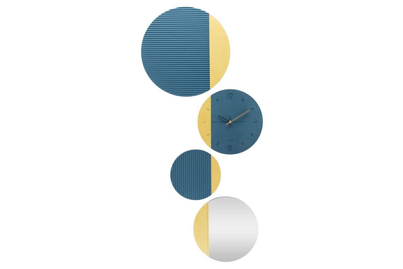 ONZENO Wanduhr THE BLUE SYMBIOSIS. 54.7x133.9x0.9 cm (handgefertigte Design-Uhr) von ONZENO