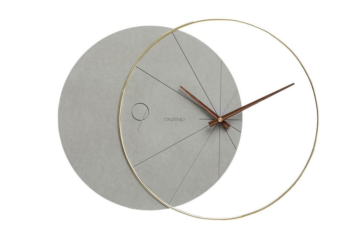 ONZENO Wanduhr THE GREY MOON. 58x45.5x1.2 cm (handgefertigte Design-Uhr) von ONZENO
