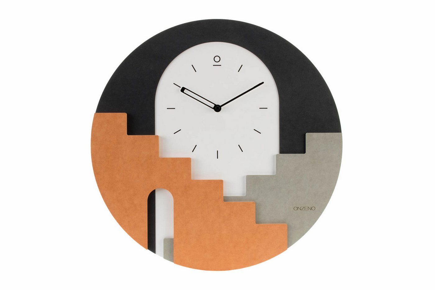 ONZENO Wanduhr THE STAIRWELL. 48x48x0.9 cm (handgefertigte Design-Uhr) von ONZENO