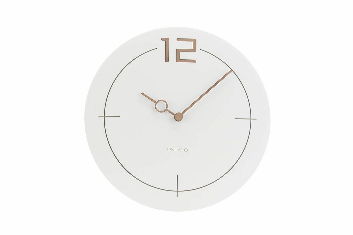 ONZENO Wanduhr THE WHITE. 29x29x0.9 cm (handgefertigte Design-Uhr) von ONZENO