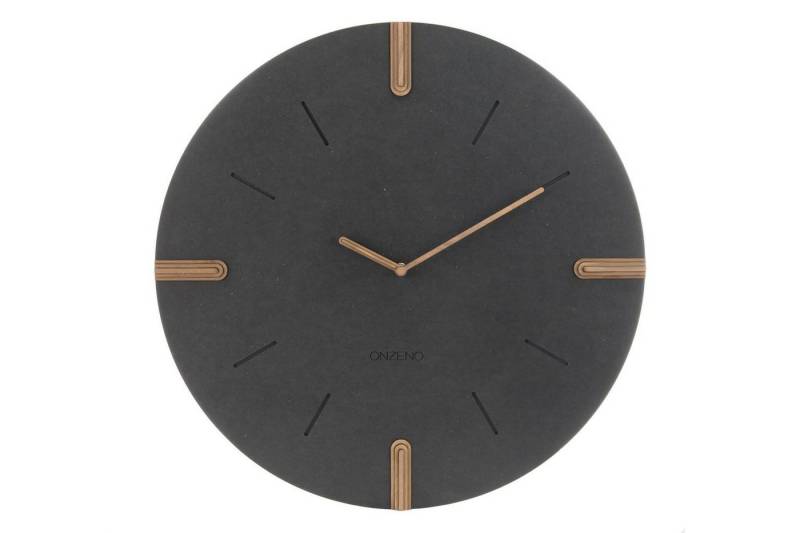 ONZENO Wanduhr THE WOODY. 46x46x3.3 cm (handgefertigte Design-Uhr) von ONZENO