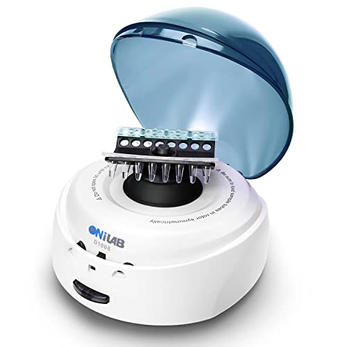 ONiLAB Palm Mikrozentrifuge mit 7000RPM, Mini Zentrifuge mit geringem Rauschen, 2 Rotoren für 8 x 0.2/0.5/1.5/2.0 ml und 0.2 mL×32 PCR Streifen oder 0.2 mL×4 PCR 8 Streifen, Nur für Mikroröhrchen von ONiLAB