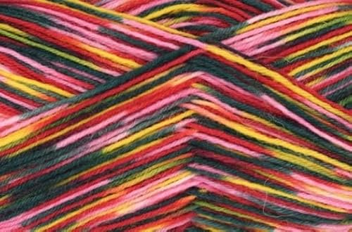 ONline Linie 3 Supersocke 100 Color 1006 - dunkelgrün/rosa/rot/gelb von ONline Garne