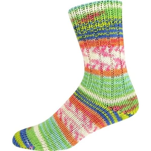 ONline Supersocke 6-fach 150g Sort. 372 Merino Color 3078 - hellgrün/orange/rosa/blau/gelb von ONline Garne