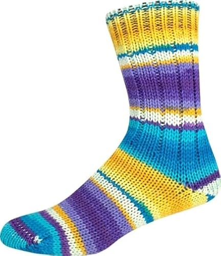 ONline Supersocke 8-fach Sort. 353 Merino Color 2951 - hellblau/gelb/lila von ONline Garne