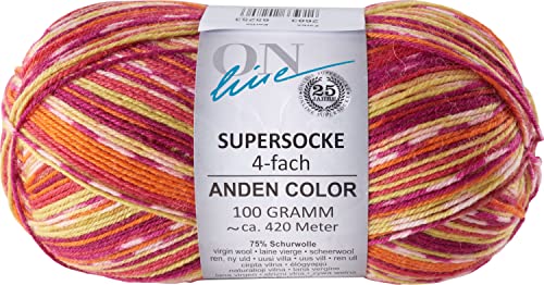 ONline Supersocke Sort. 315 Anden-Color 100g 2683 - rot/gelb/lila von ONline Garne