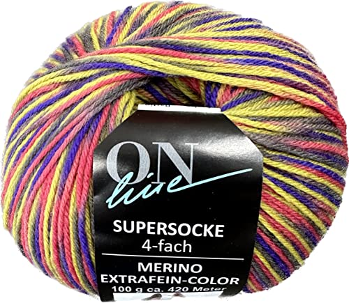 ONline Supersocke Sort. 345 Merino Extrafein Color 100g 2891 - gelb/rot/blau ONline Supersocke Sort. 345 Merino Extrafein Color 100g 2891 - gelb/rot/blau von ONline Garne