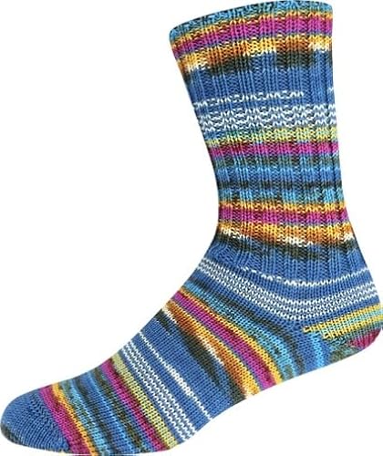ONline Supersocke Sort. 366 Merino Extrafein Color 100g 3034 - Blau/Pink/Gelb/Oliv von ONline Garne