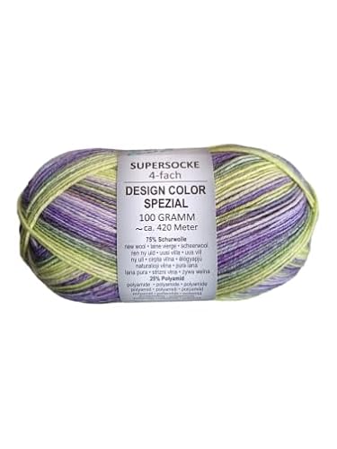 ONline Supersocke Sort. 374 Design Color Spezial 100g 3095 - gelb/lila von ONline Garne