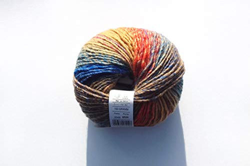 ONline Garne Handstrickgarn, 53% Schurwolle, 47% Polyacryl, 040 Blau Orange Rot Color, OneSize, 240 von ONline Garne